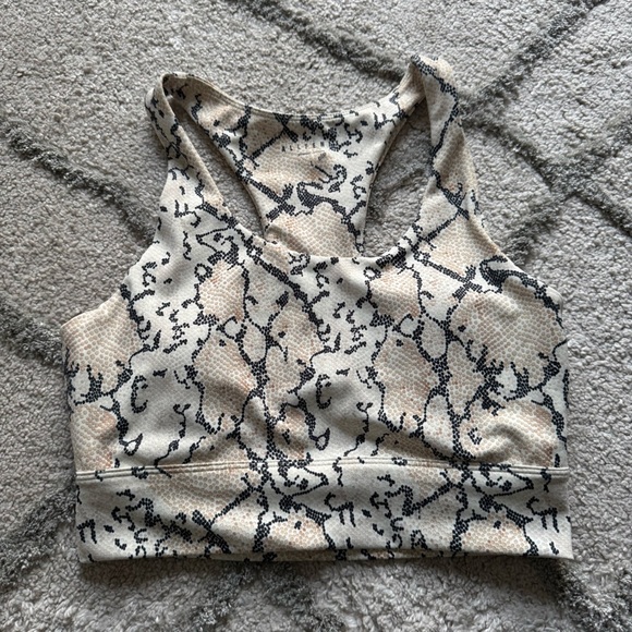 All Fenix White Python Racer back Bra Crop Gym crop Top cream tan black large - Picture 1 of 7